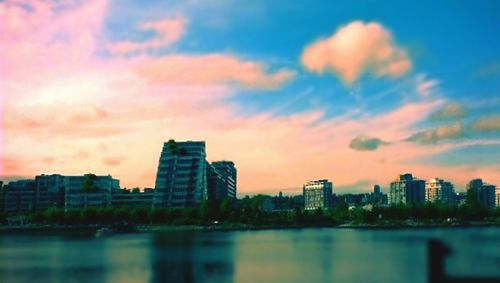 View of city at sunset