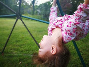 Close-up of girl playing in park