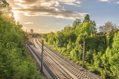 High angle view of railroad tracks