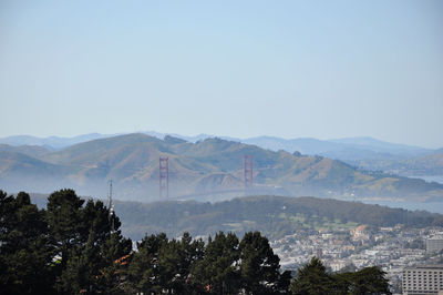 Scenic view of mountains against clear sky