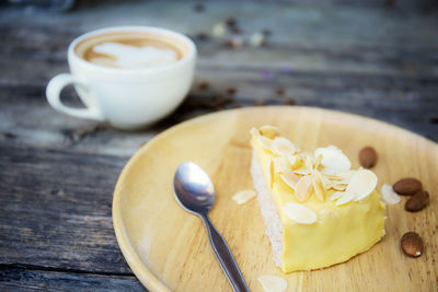 Close-up of coffee cup on table