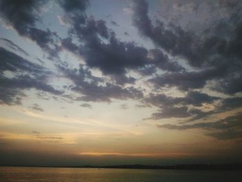 Scenic view of sea against cloudy sky