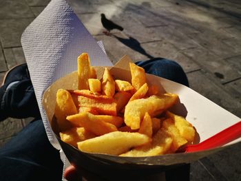 High angle view of food on table