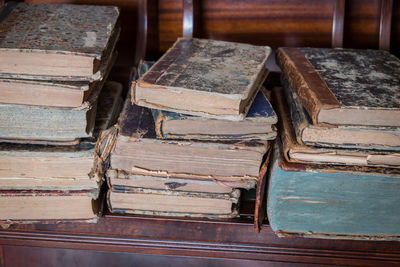 Full frame shot of old books