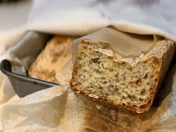 High angle view of bread on table