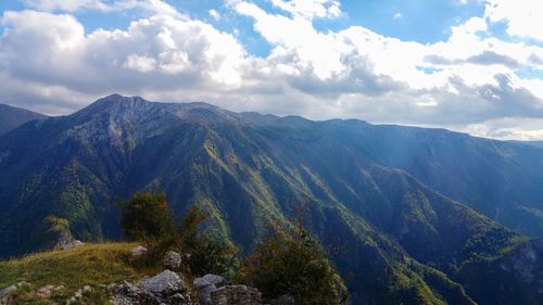 Scenic view of mountains against sky