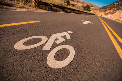 Close-up of text on road