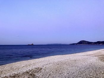 Scenic view of sea against clear sky