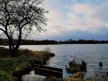 Scenic view of lake against sky