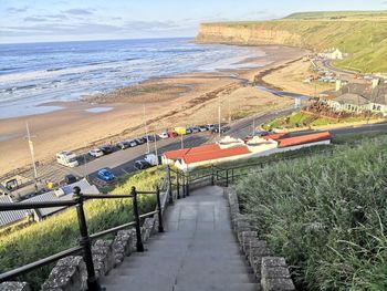 High angle view of beach against sky