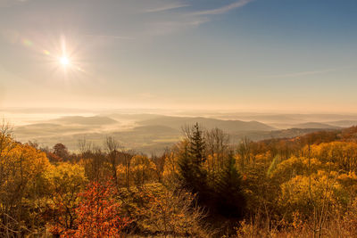 Scenic view of landscape against sky during sunset