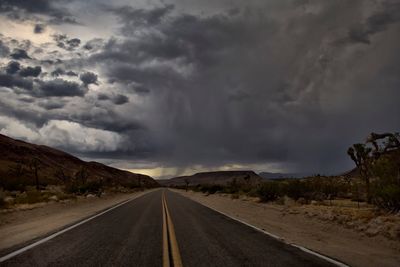 Empty road against cloudy sky