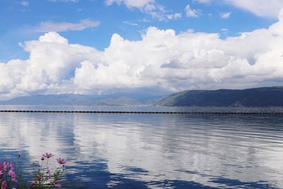 Scenic view of lake against sky