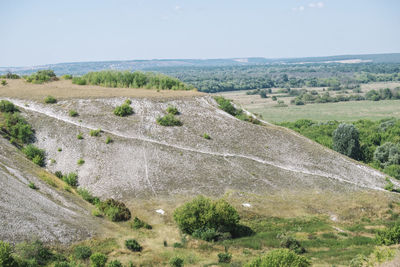 Scenic view of land against sky