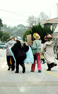 Rear view of people in women's march