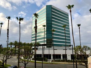 Low angle view of modern building against sky