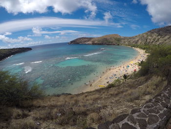 High angle view of people at beach 