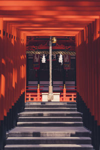 Illuminated staircase of building