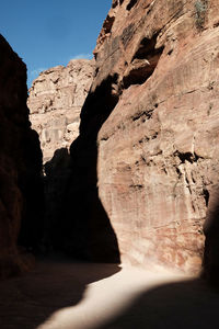 Low angle view of rock formations