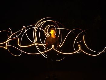 Blurred motion of light painting at night