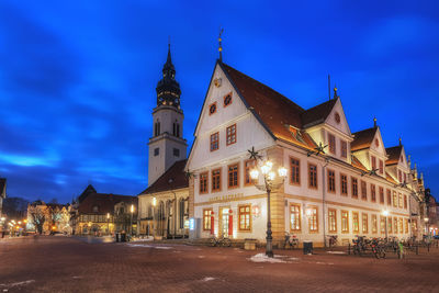 View of illuminated building at night