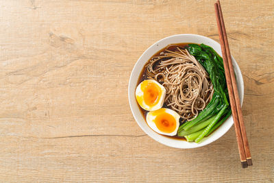 Directly above shot of food in bowl on table