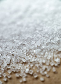 Close-up of snow on table