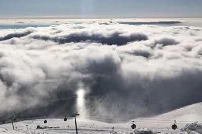 Scenic view of snowcapped landscape against sky