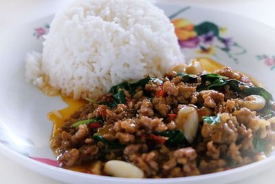 Close-up of meal served in plate