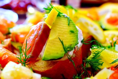 Close-up of fruits in plate