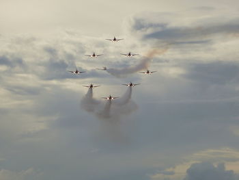 Low angle view of airplane flying in sky