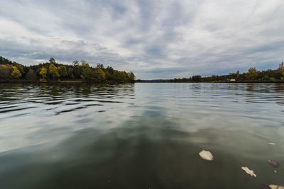 Scenic view of lake against sky