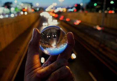 Highway in montreal through a lensball