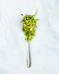 High angle view of vegetables on white background