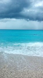 Scenic view of sea against cloudy sky