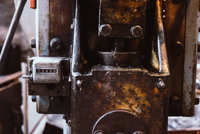 Close-up of old machine part