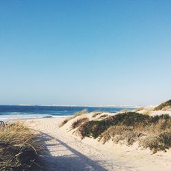 Scenic view of sea against clear sky