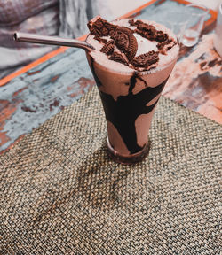 Close-up of ice cream on table