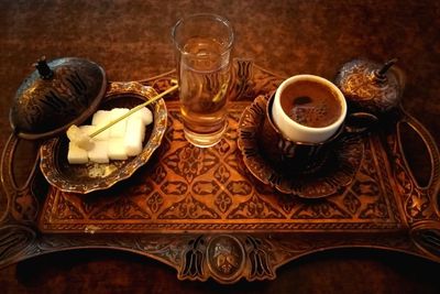 Close-up of coffee on table