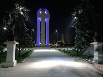 Illuminated building at night