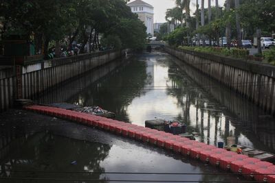 View of canal in city