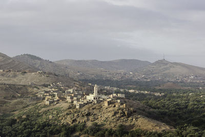 High angle view of townscape against sky