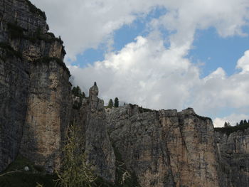 Low angle view of rock formations against sky