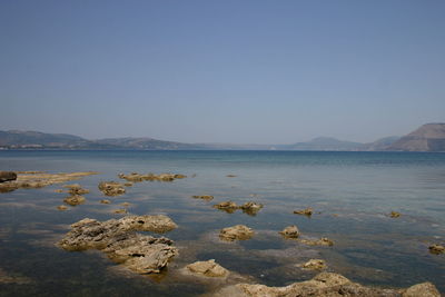 Scenic view of sea against clear sky