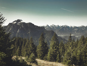 Scenic view of mountains against sky