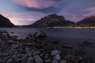 Scenic view of sea against sky at sunset