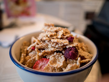 High angle view of breakfast served on table