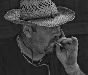 Close-up of man smoking 