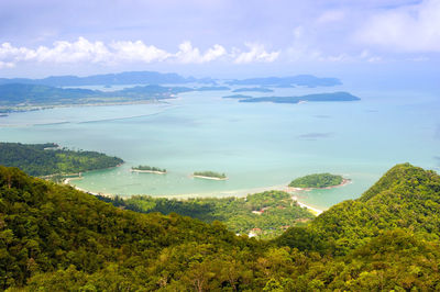 High angle view of sea against sky