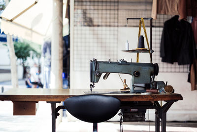 Close-up of an old sewing machine